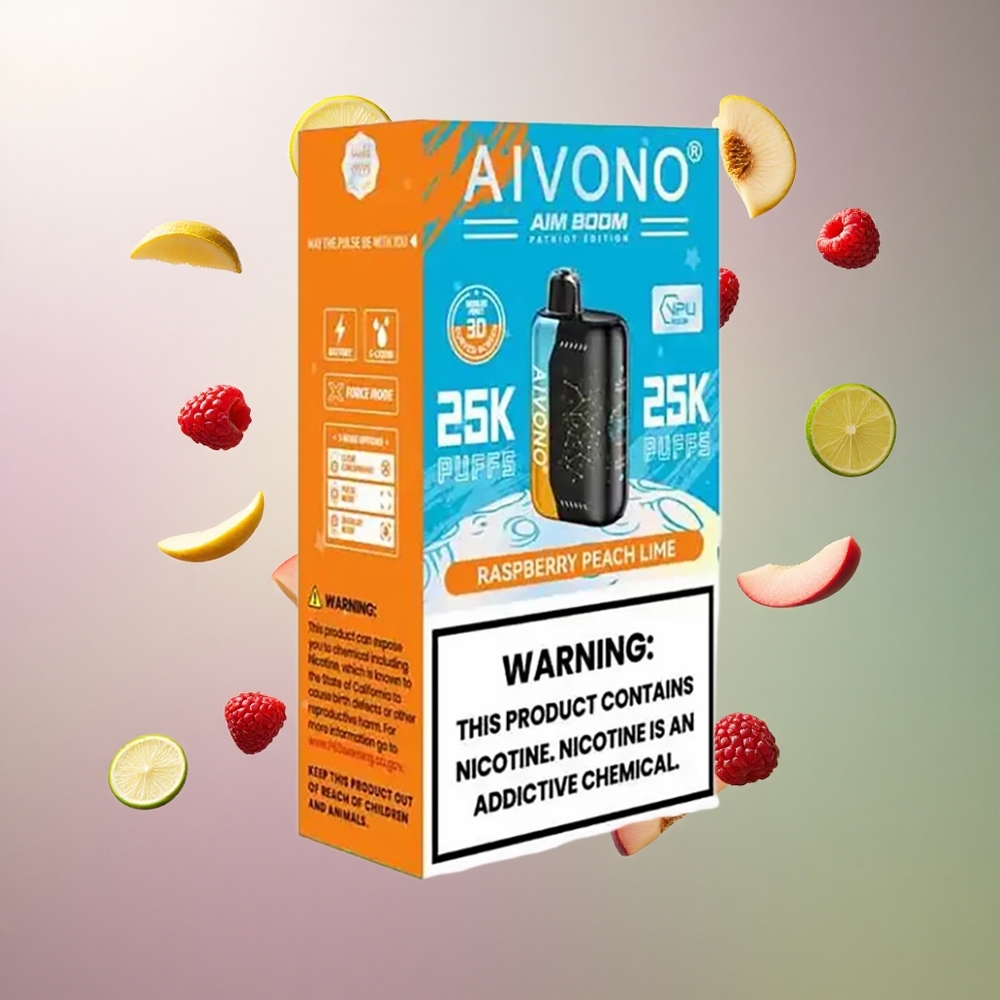 Aivono Aim Boom 25000 Hindbær Fersken Lime 0% Nikotin 650mAh