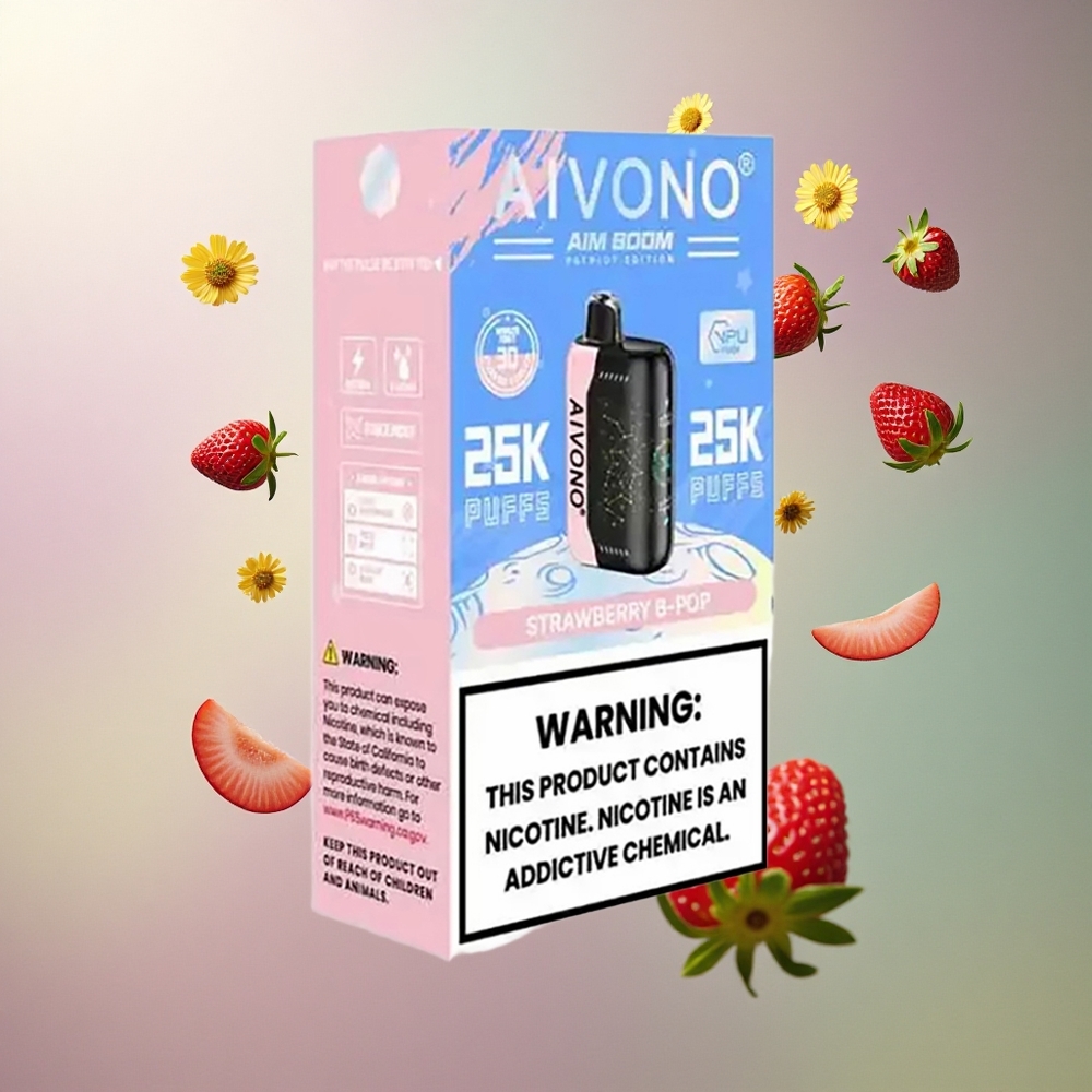 Aivono Aim Boom 25000 Jordbær B Pop med 650mAh og 0%/2%/3%/5% nikotin