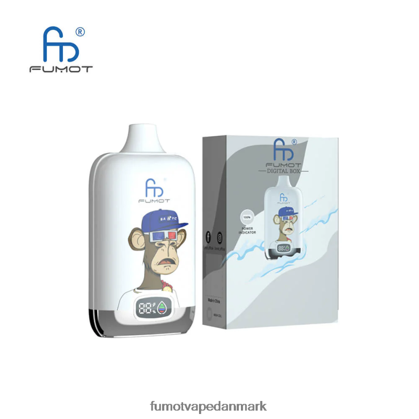 Fumot Store - Fumot Digital Box engangs vape pod 12000 - 20ml (1 stk) 4686X6148 jordbærdrue