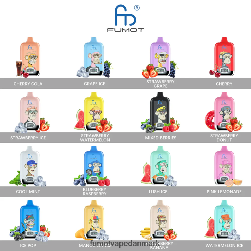 Fumot Store - Fumot Digital Box engangs vape pod 12000 - 20ml (1 stk) 4686X6148 jordbærdrue