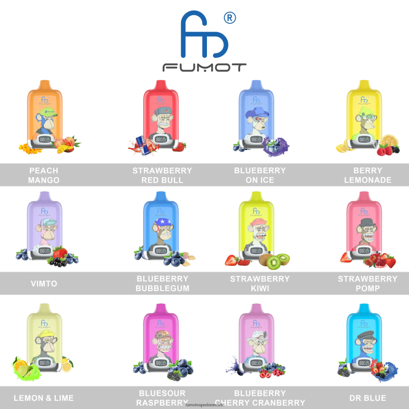 Fumot Store - Fumot Digital Box engangs vape pod 12000 - 20ml (1 stk) 4686X6148 jordbærdrue