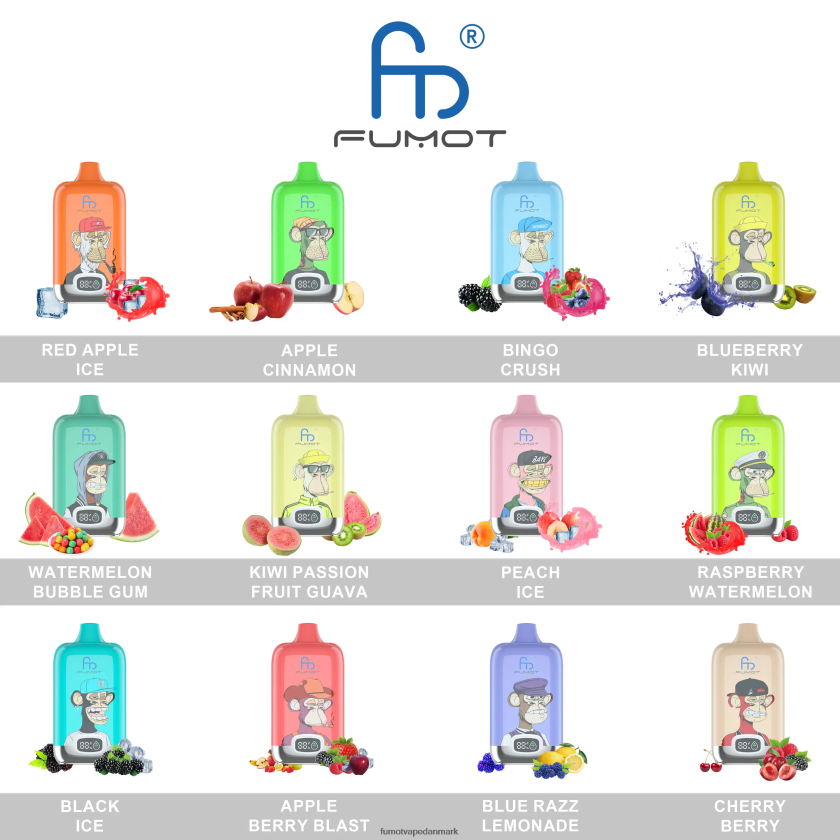 Fumot Store - Fumot Digital Box engangs vape pod 12000 - 20ml (1 stk) 4686X6148 jordbærdrue