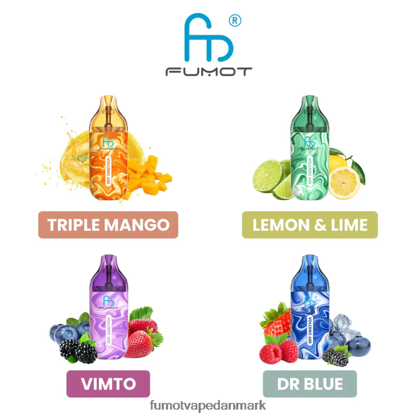 Fumot Danmark - Fumot Volcano 600 tpd-kompatibel engangsvape - 2ml (3 sæt sæt) 4686X6301 kølig mynte