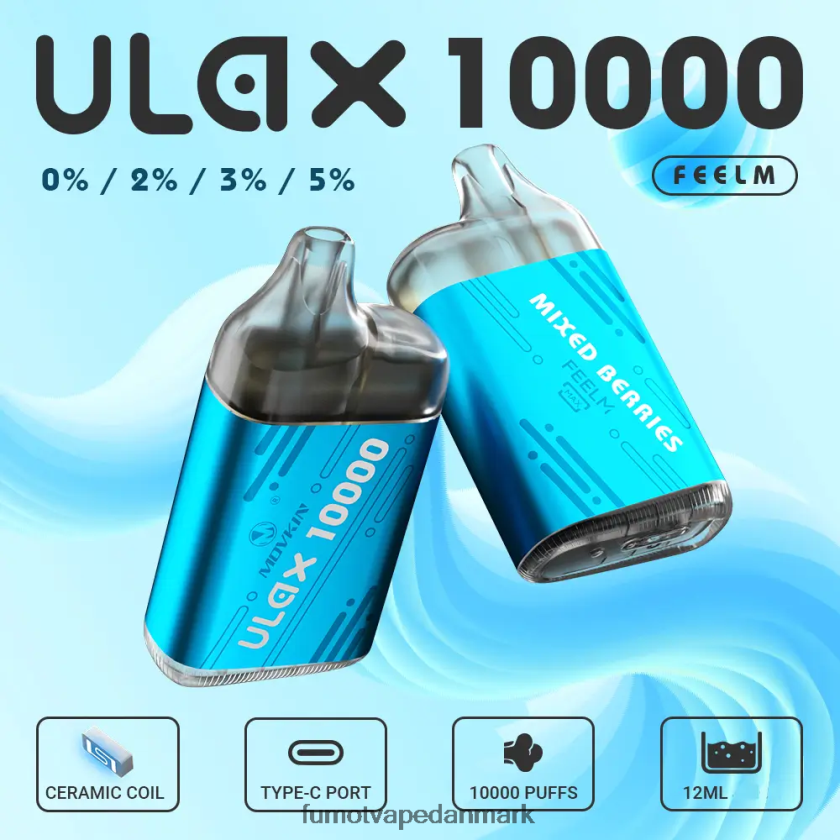 Fumot Vape Price - Fumot Movkin Ulax 10000 engangs vape pod - 12ml (1 stk) 4686X6314 jordbæris