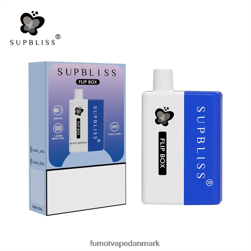 Fumot Vape Danmark - Fumot Supbliss Flip box 6000 udskifteligt vape kit - 10ml (1 stk) 4686X6332 blåbær hindbær