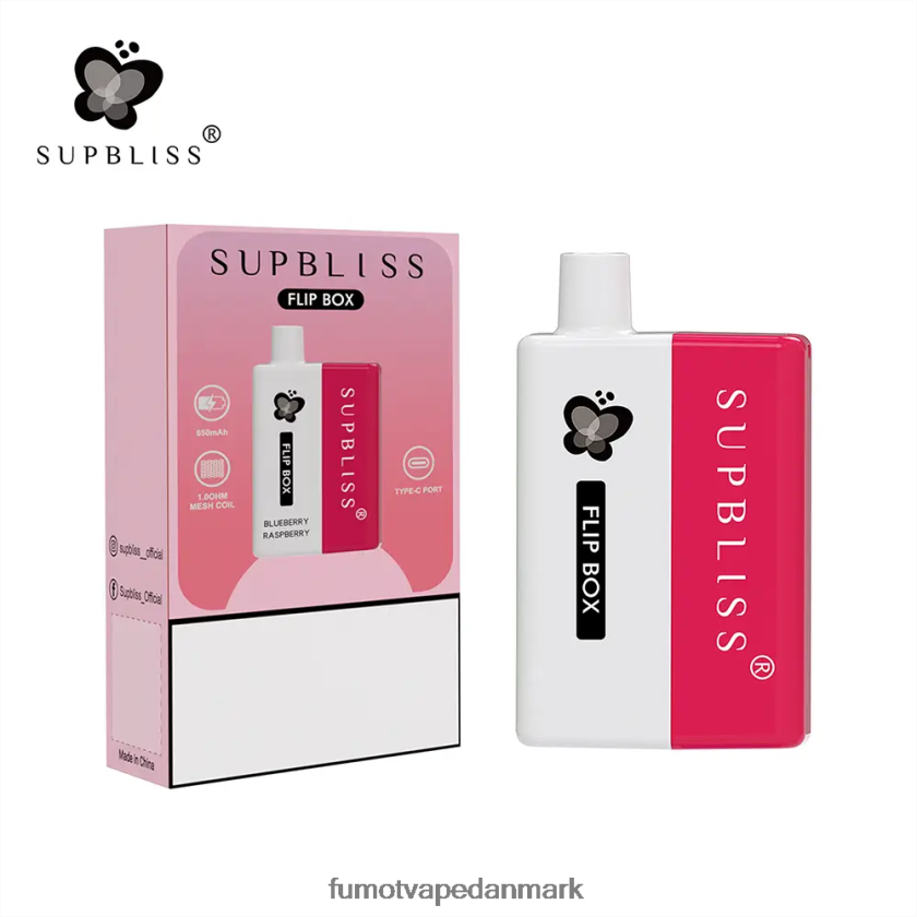Fumot Vape Danmark - Fumot Supbliss Flip box 6000 udskifteligt vape kit - 10ml (1 stk) 4686X6332 blåbær hindbær