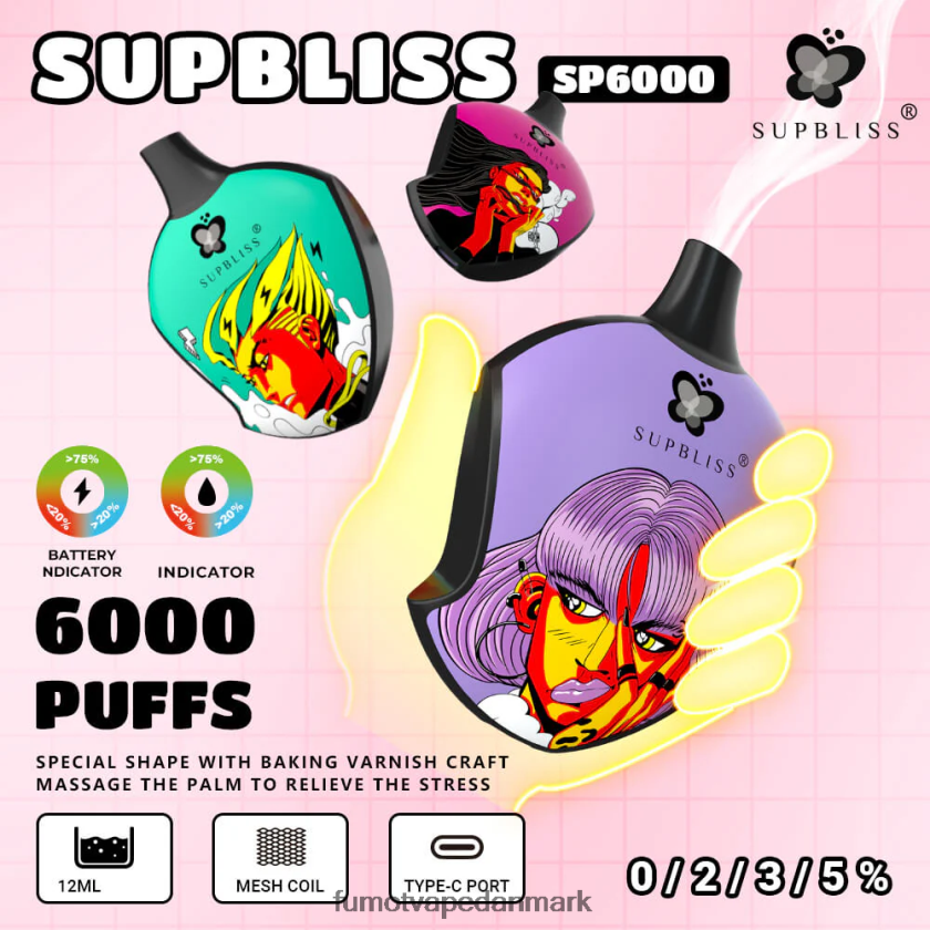 Fumot Technology Co - Fumot Supbliss sp6000 engangs vape pod - 12ml (1 stk) 4686X6450 aloe drue