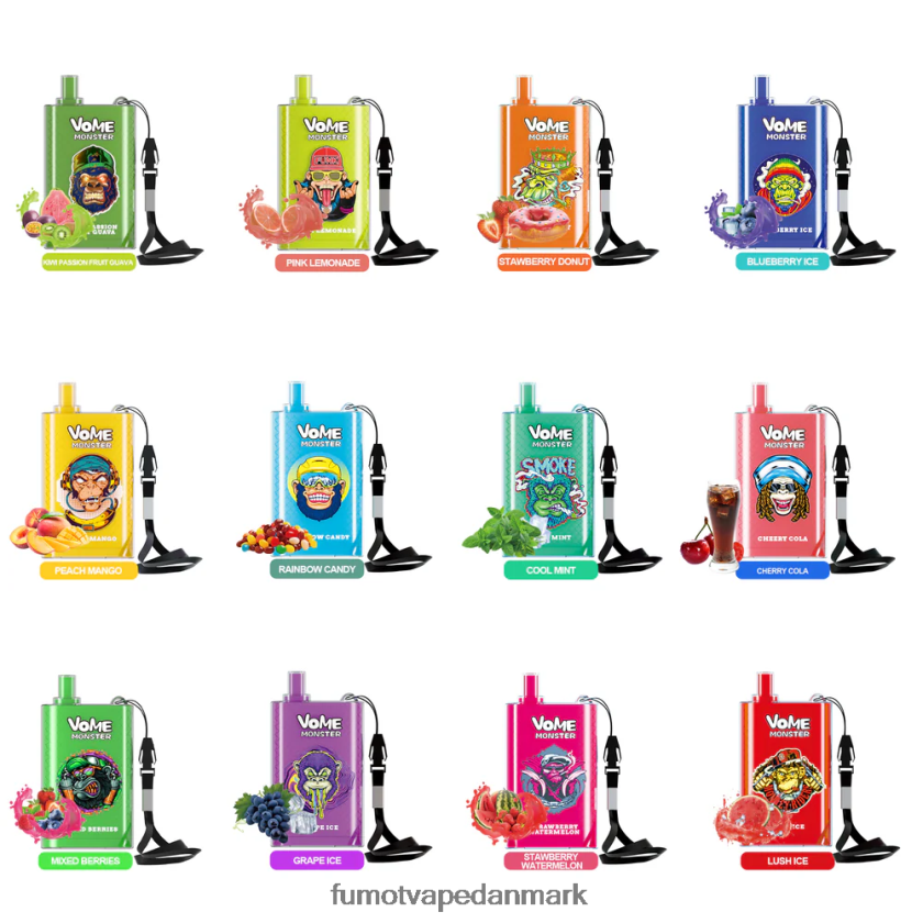 Fumot Vape Flavors - Fumot Vome Monster 10000 engangs vape pod enhed - 20ml (1 stk) 4686X6437 jordbær vandmelon