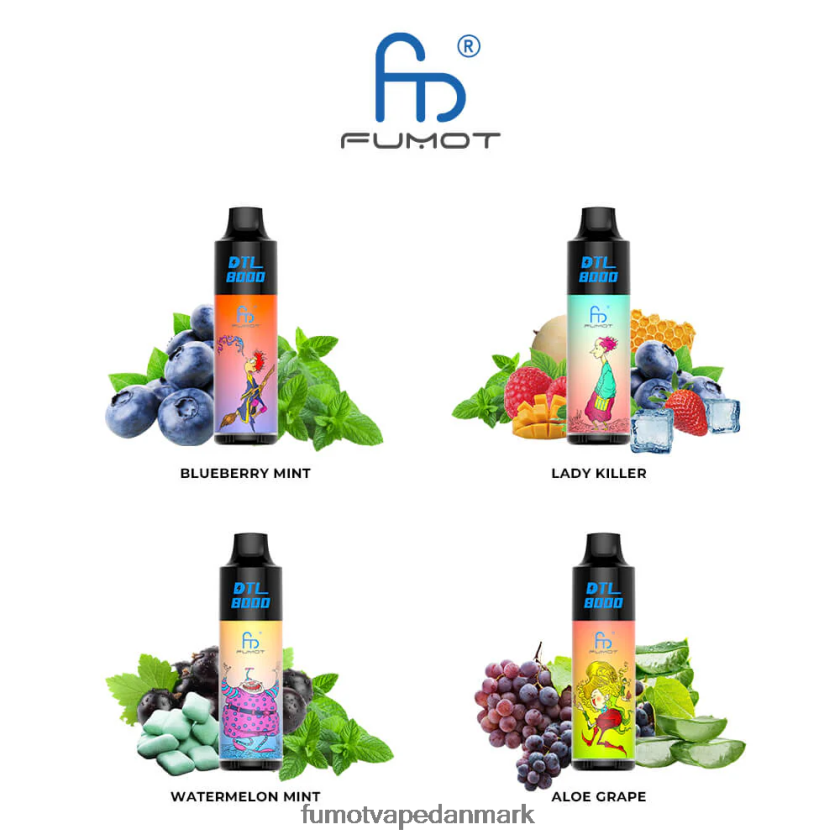 Fumot Vape Danmark - Fumot DTL 8000 engangs vape pen - 16ml (1 stk) 4686X6422 fersken is