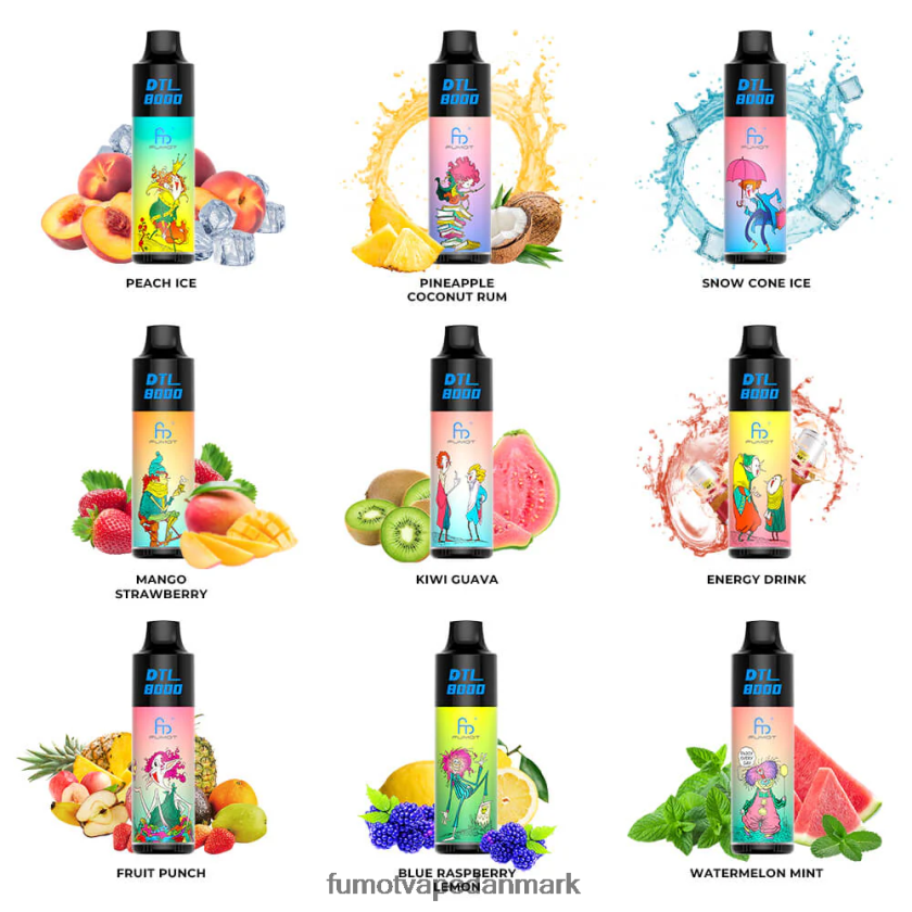 Fumot Vape Danmark - Fumot DTL 8000 engangs vape pen - 16ml (1 stk) 4686X6422 fersken is