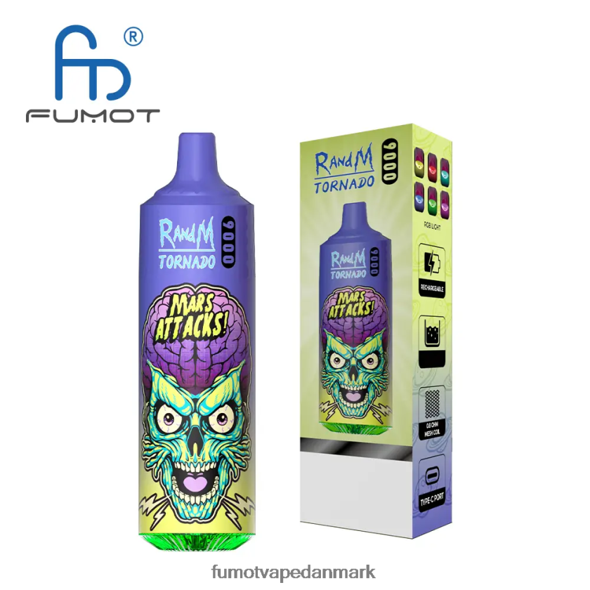 Fumot Danmark - Fumot Tornado 9000 engangs vape pen - 18ml (1 stk) 4686X61 blåbær hindbær