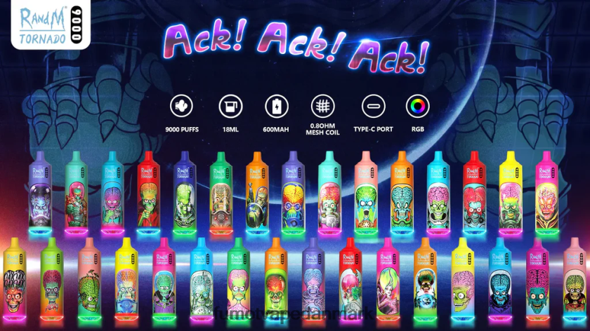 Fumot Danmark - Fumot Tornado 9000 engangs vape pen - 18ml (1 stk) 4686X61 blåbær hindbær
