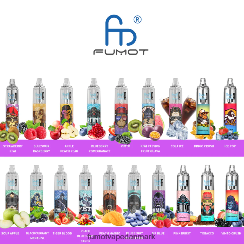 Fumot Store - Fumot Tornado 7000 engangs vape pen 0% - 14ml (1 stk) 4686X6548 jordbær vandmelon limonade