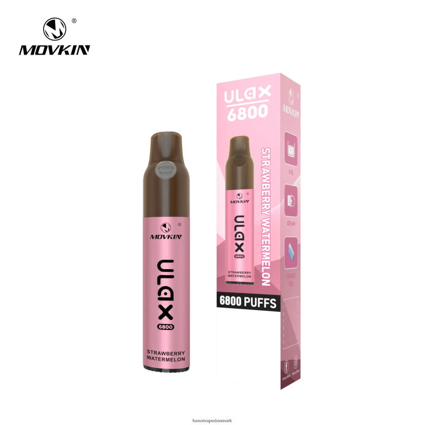 Fumot Vape Shop - Fumot Movkin Ulax 6800 engangsvape, keramisk spole - 8ml (1 stk) 4686X6329 jordbær vandmelon