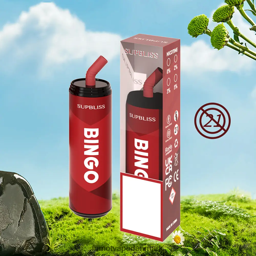 Fumot Vape Review - Fumot Supbliss Bingo 9000 engangs vape pen (1 stk) - 18ml 4686X6465 blåbær hindbær