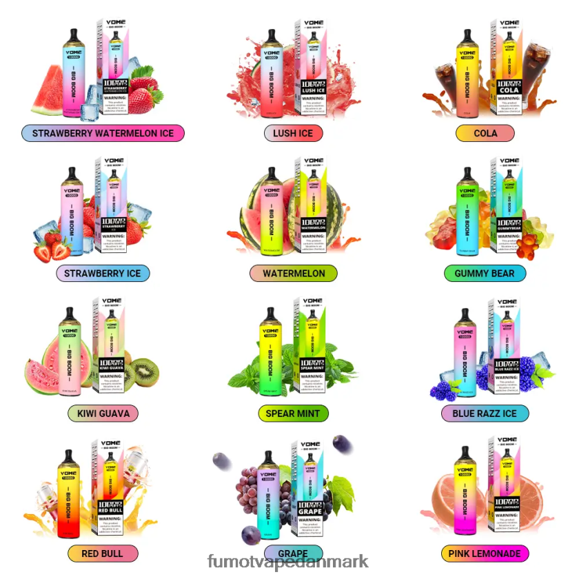 Fumot Vape Danmark - Fumot Vome Big Boom engangs vape pen 10000 - 20ml (1 stk) 4686X6442 spydmynte