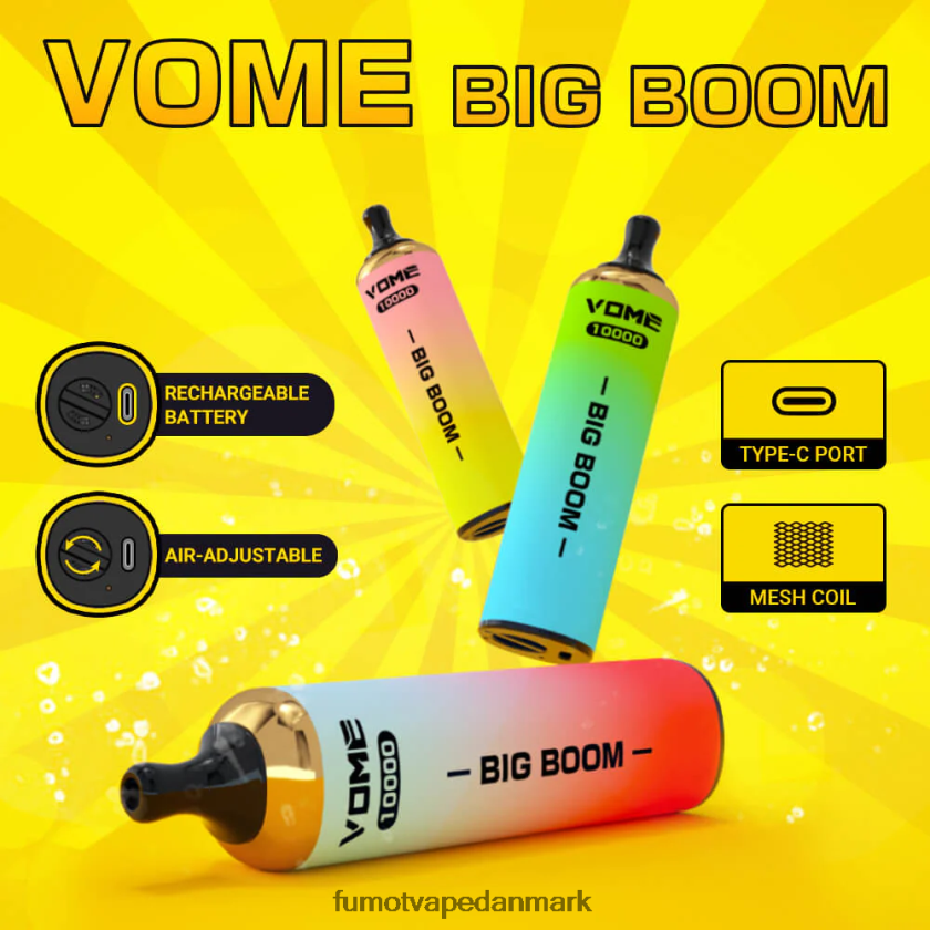 Fumot Vape Danmark - Fumot Vome Big Boom engangs vape pen 10000 - 20ml (1 stk) 4686X6442 spydmynte